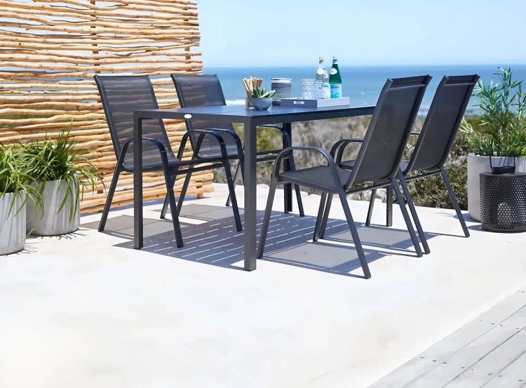 Zestaw komplet 4 krzeseł ogrodowych na taras balkon czarne MultiGarden