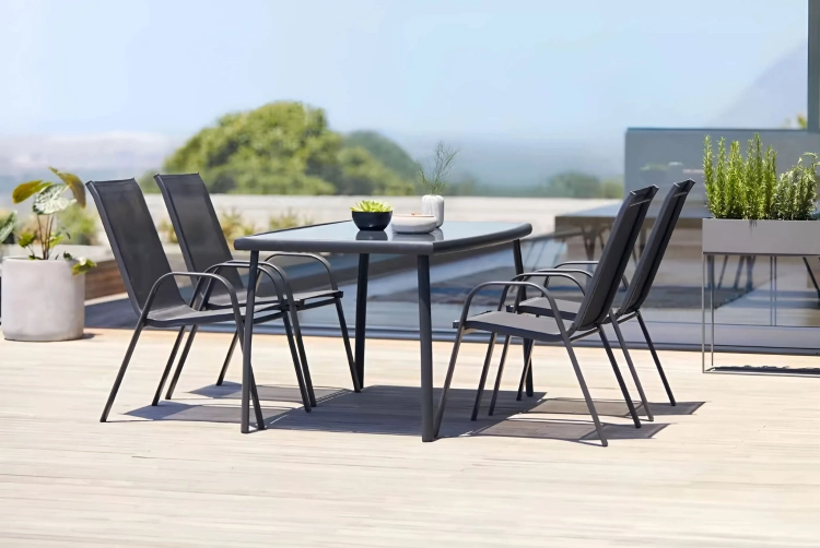 Zestaw komplet 4 krzeseł ogrodowych na taras balkon czarne MultiGarden