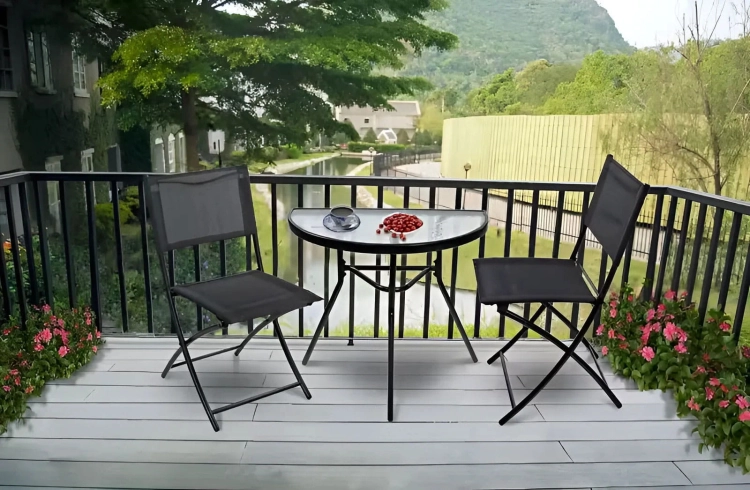 Stolik półokrągły szklany kawowy na balkon taras patio MultiGarden