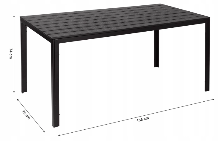 Stół ogrodowy 6-osobowy 156x78 cm polywood meble na taras czarny MultiGarden