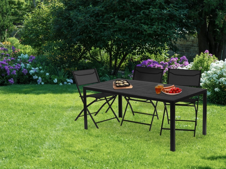 Stół ogrodowy 6-osobowy 156x78 cm polywood meble na taras czarny MultiGarden