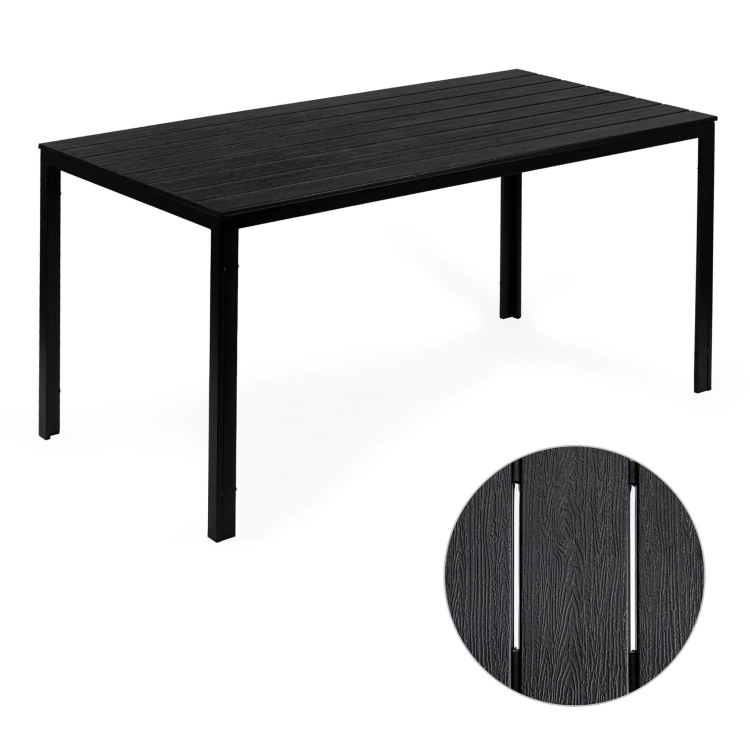 Stół ogrodowy 6-osobowy 156x78 cm polywood meble na taras czarny MultiGarden