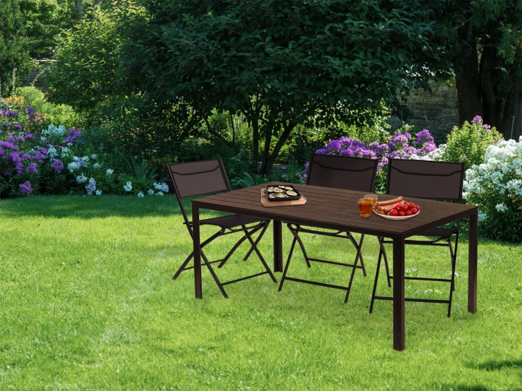 Stół ogrodowy 6-osobowy 156x78 cm polywood meble na taras brązowy MultiGarden
