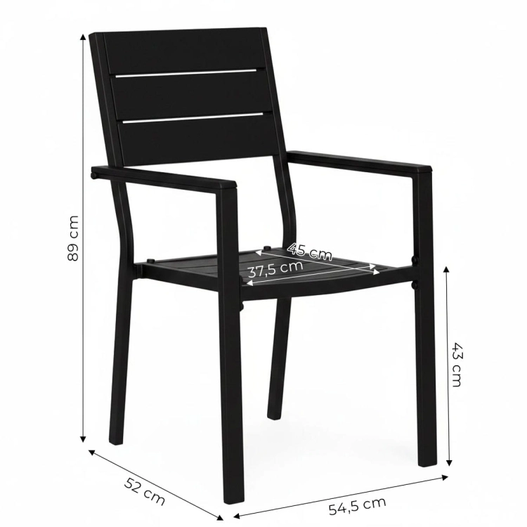 Zestaw 2 krzeseł ogrodowych na taras balkon stal HDPE czarne MultiGarden