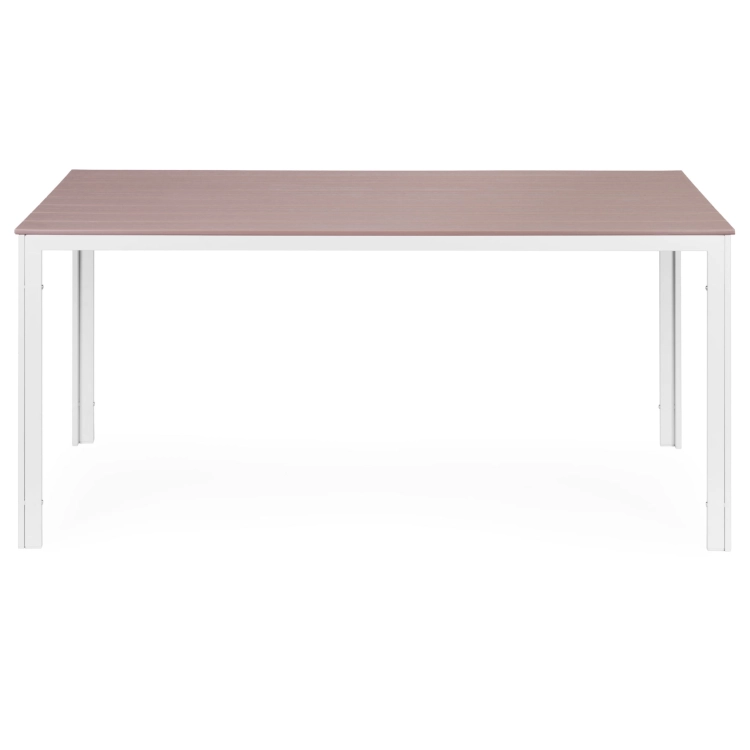 Stół ogrodowy 6-osobowy 156x78 cm polywood meble na taras beżowe białe MultiGarden