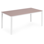 Stół ogrodowy 6-osobowy 156x78 cm polywood meble na taras beżowe białe MultiGarden