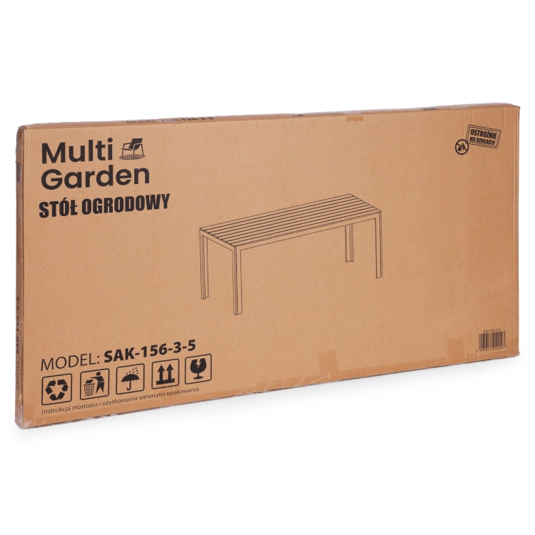 Stół ogrodowy 6-osobowy 156x78 cm polywood meble na taras beżowe białe MultiGarden