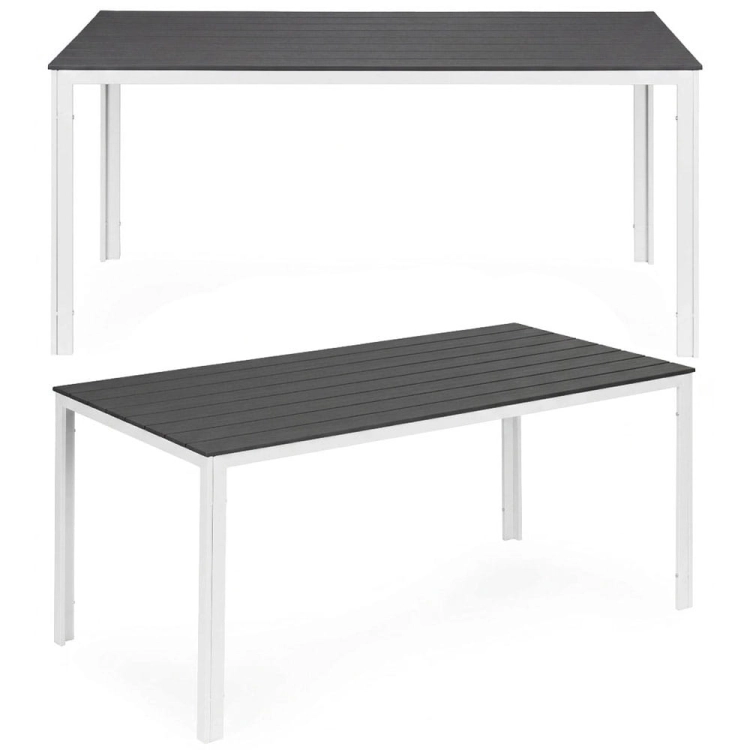 Stół ogrodowy 6-osobowy 156x78 cm polywood meble na taras szare białe MultiGarden