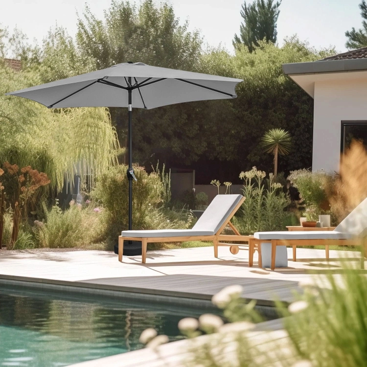 Składany parasol ogrodowy balkonowy regulowany 210 cm szary