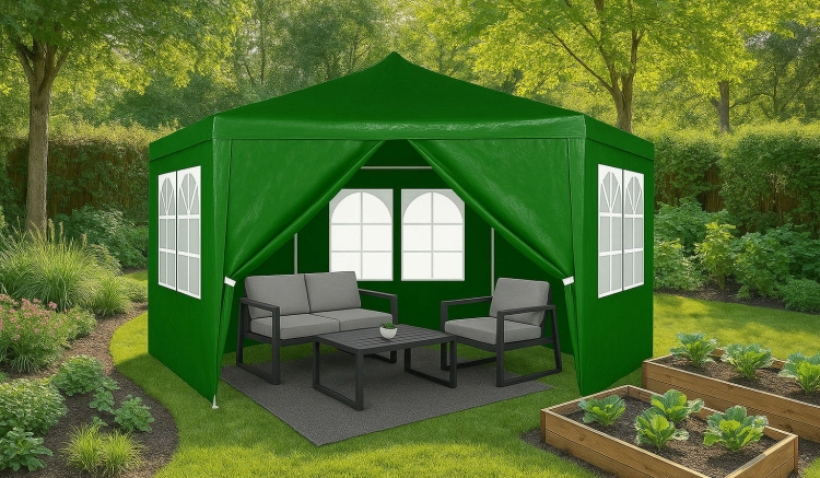 Namiot pawilon ogrodowy handlowy 2x2x2 m z oknami zielony MultiGarden