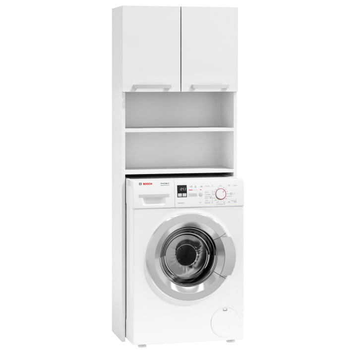 Szafka na pralkę łazienkowa biała szafka z półkami 183 cm ModernHome