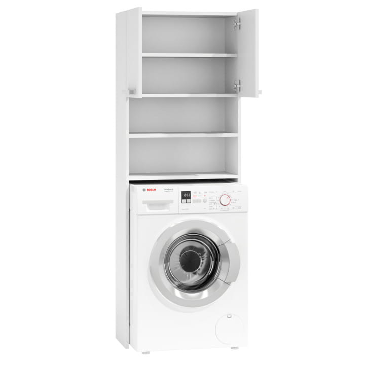 Szafka na pralkę łazienkowa biała szafka z półkami 183 cm ModernHome