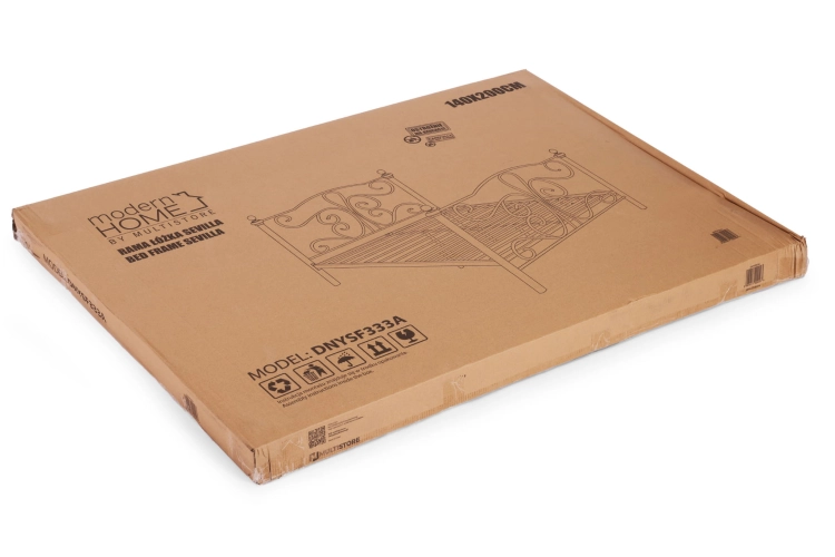 Łóżko metalowe 140x200 cm ze stelażem czarna rama kryształy ModernHome