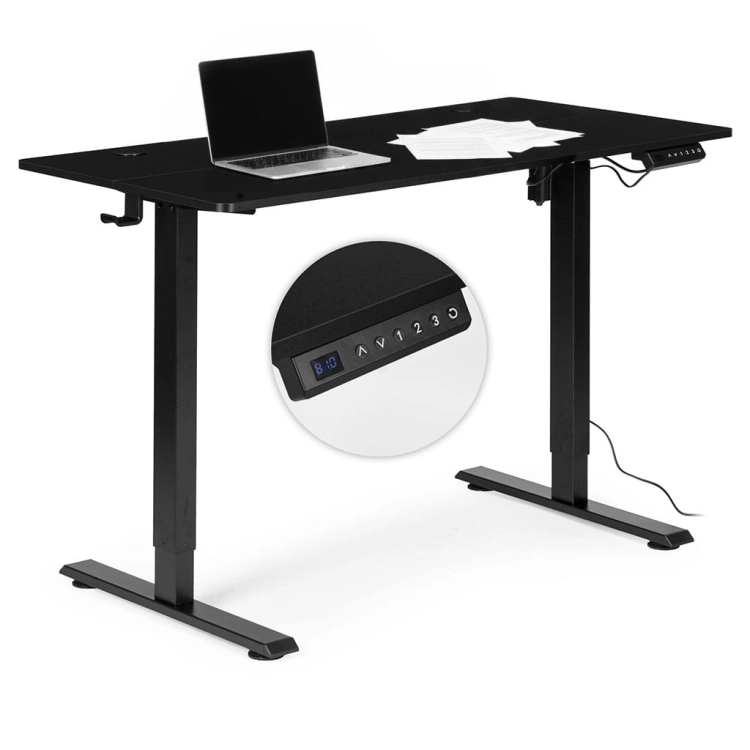 Biurko elektryczne regulowane 120x60 cm regulacja wysokości 72-117 cm czarne ModernHome