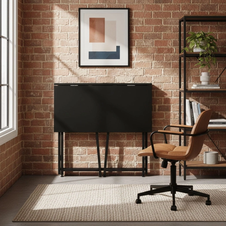Biurko komputerowe składane 80x45 cm stolik pod laptopa czarne ModernHome