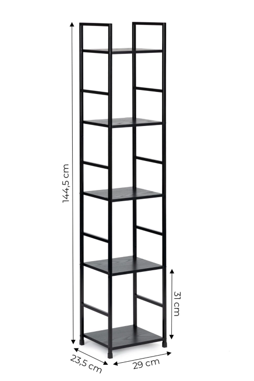 Regał drewniany nowoczesny metalowa rama LOFT 5 półek czarny ModernHome