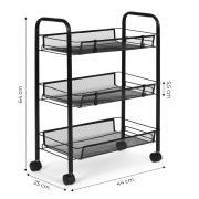 Metalowy regał mobliny łazienkowy z 3 półkami kółka czarny ModernHome