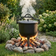 Kociołek żeliwny emaliowany 5L stojący garnek myśliwski ognisko grill MultiGarden