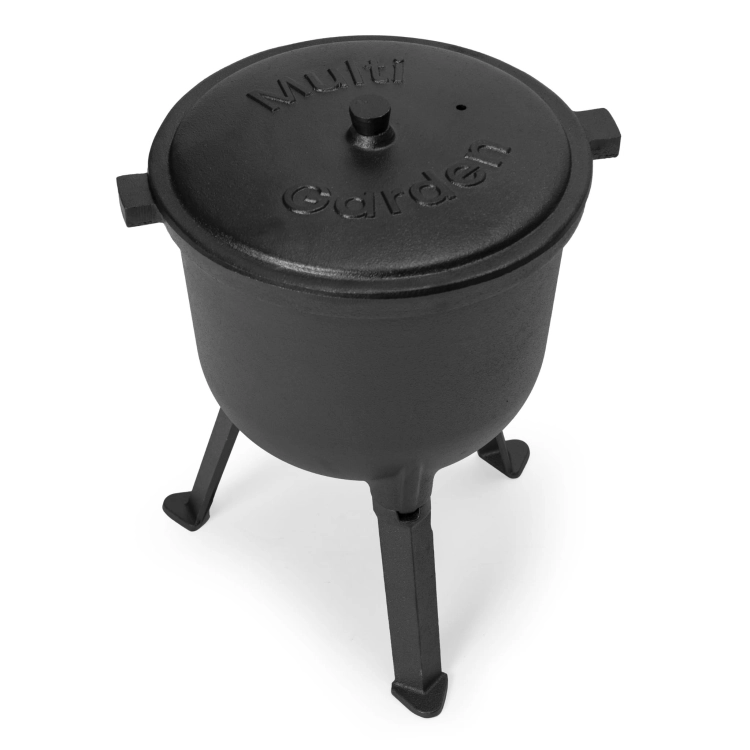 Kociołek żeliwny emaliowany 8L stojący garnek myśliwski ognisko grill MultiGarden