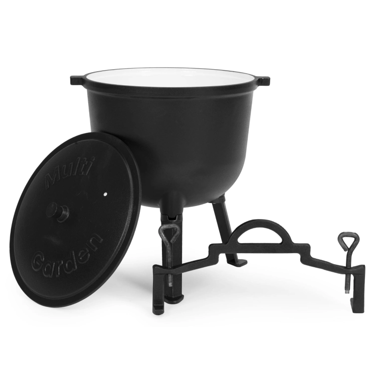 Kociołek żeliwny emaliowany 10L stojący garnek myśliwski ognisko grill MultiGarden