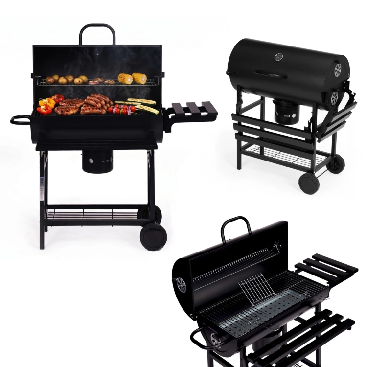 Grill węglowy ogrodowy z pokrywą termometr popielnik składane półki MultiGarden