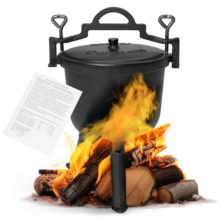 Kociołek żeliwny emaliowany 8L stojący garnek myśliwski ognisko grill MultiGarden