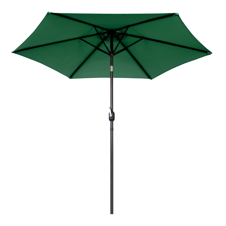 Duży parasol ogrodowy skośny łamany z korbą 6 żeber zielony 270 cm MultiGarden