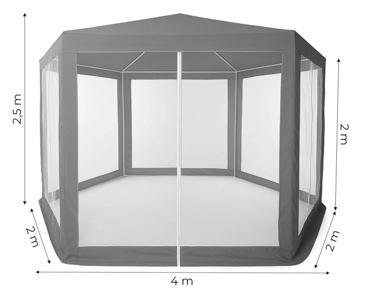 Namiot pawilon ogrodowy handlowy 2x2x2 m z moskitierą szary MultiGarden