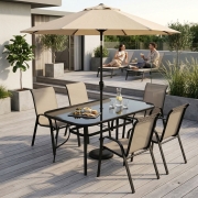 Stół ogrodowy 160x90 cm szkło hartowane otwór na parasol czarny MultiGarden