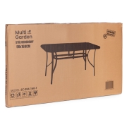 Stół ogrodowy 160x90 cm szkło hartowane otwór na parasol czarny MultiGarden