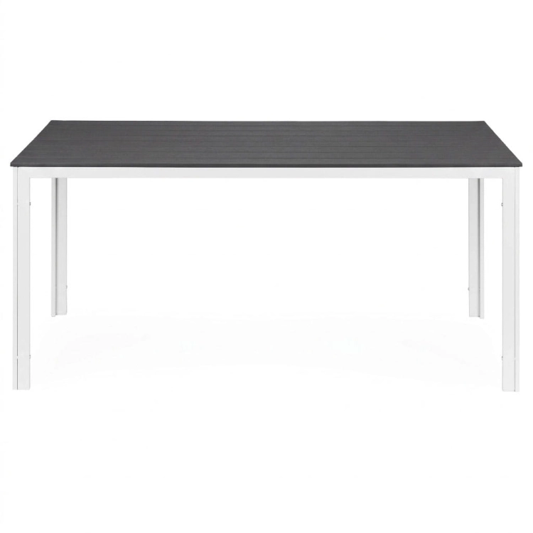 Stół ogrodowy 6-osobowy 156x78 cm polywood meble na taras szare białe MultiGarden