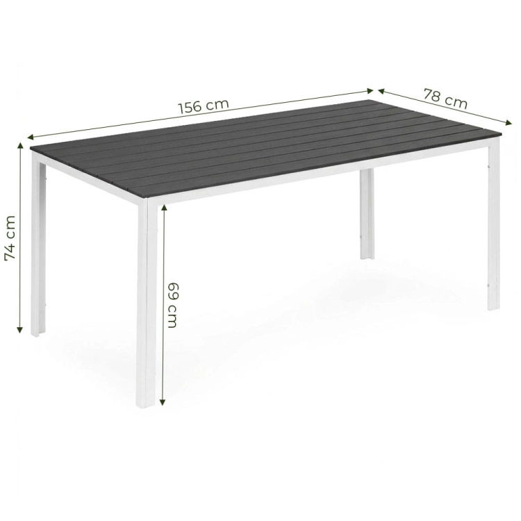 Stół ogrodowy 6-osobowy 156x78 cm polywood meble na taras szare białe MultiGarden
