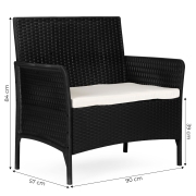 Sofa ogrodowa dwuosobowa z poduszką ławka na balkon taras ogród czarna MultiGarden
