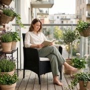 Fotel ogrodowy z poduszką krzesło na balkon taras ogród czarny MultiGarden