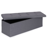 Pufa pikowana 111x38 cm ze schowkiem tapicerowana ława skrzynia ciemnoszara ModernHome