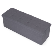 Pufa pikowana 111x38 cm ze schowkiem tapicerowana ława skrzynia ciemnoszara ModernHome