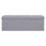Pufa pikowana 111x38 cm ze schowkiem tapicerowana ława skrzynia jasnoszara ModernHome