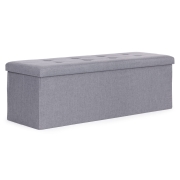 Pufa pikowana 111x38 cm ze schowkiem tapicerowana ława skrzynia jasnoszara ModernHome