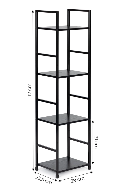 Regał drewniany nowoczesny metalowa rama LOFT 4 półki czarny ModernHome