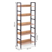 Regał loftowy wysoki 5 półek metal MDF ModernHome